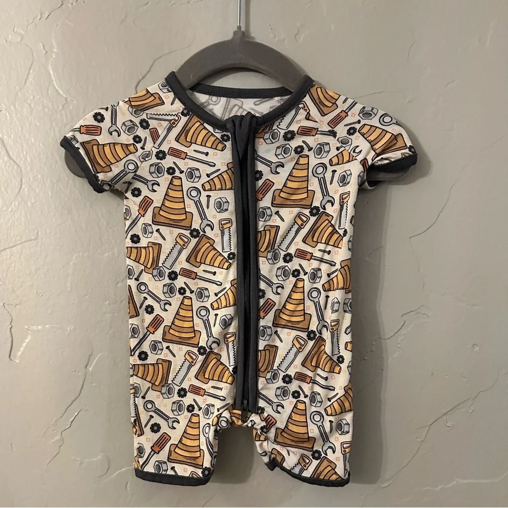 Little One Shop Bamboo Construction Print Romper- Newborn - Picture 1 of 4